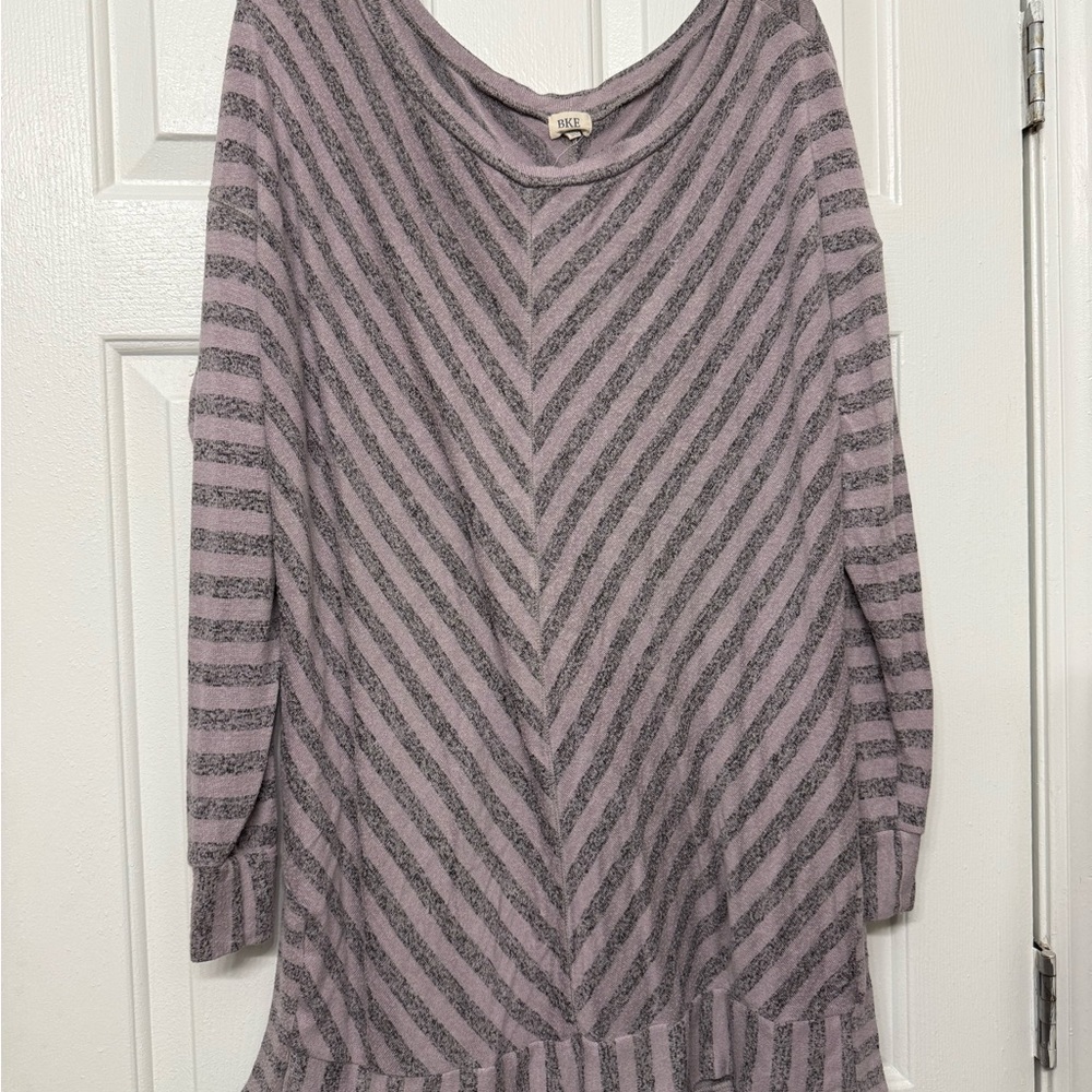 BKE Purple and Gray Off-the-Shoulder Sweater